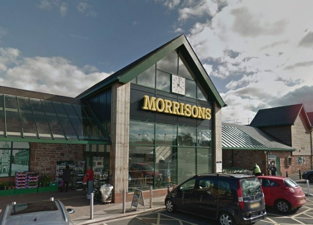 A Mercedes was damaged while it was parked in the Penrith Morrisons car park.  