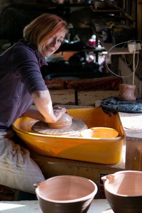 Mary Chappelhow, of Interlude Ceramics, working on a piece