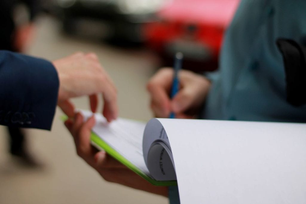 person signing petition 