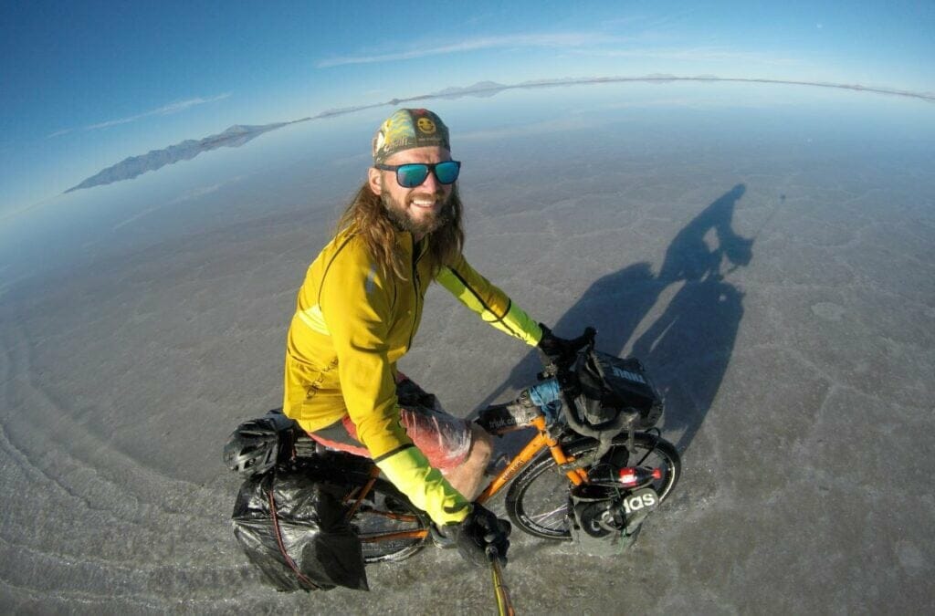 Adventurer Jamie Ramsay during his Salar de Uyuni challenge in 2017