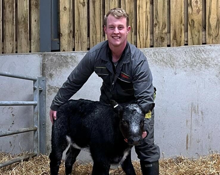 Chris Mallinson, Hall Field, Hesket Newmarket, with his heifer which was sold at Penrith mart on Friday.