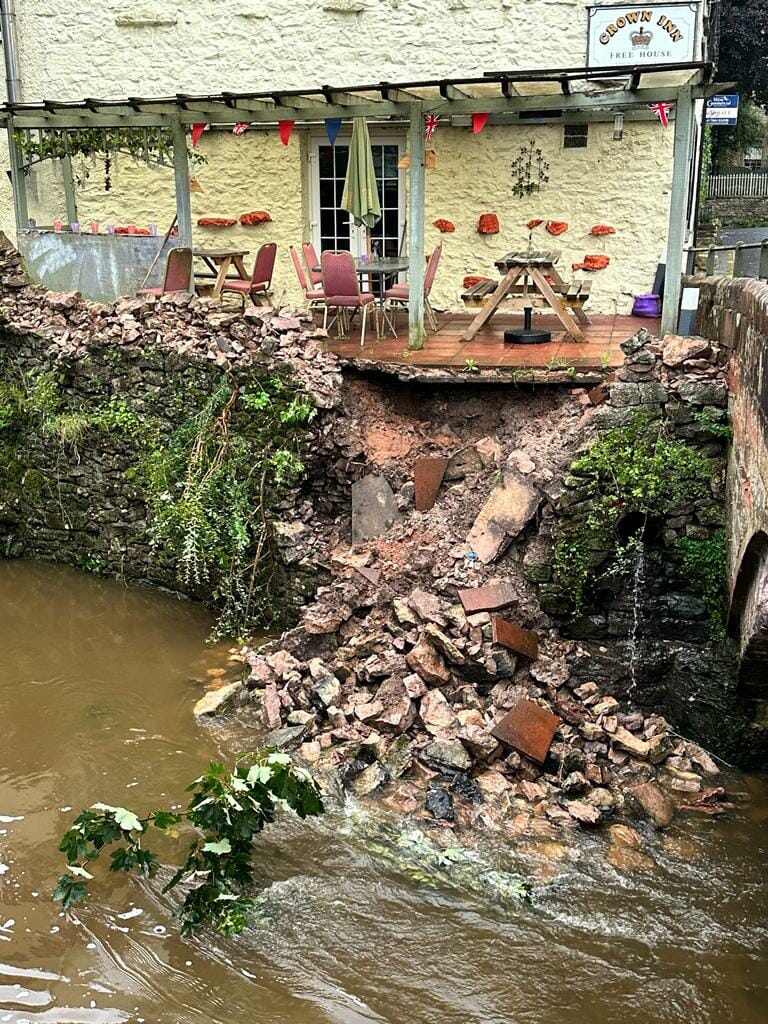 Eden village bridge 'not at risk' following collapse of pub wall into river 